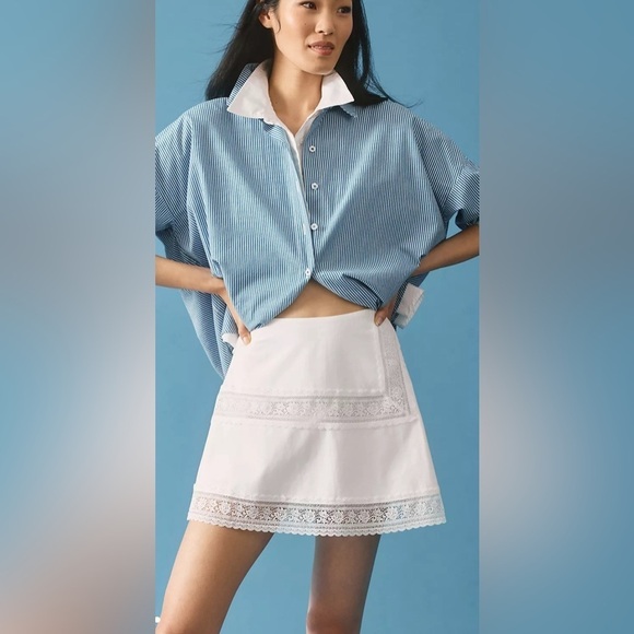 NWT‎ Anthropologie Mare Mare Lace-Trim Craft Mini Skirt size large